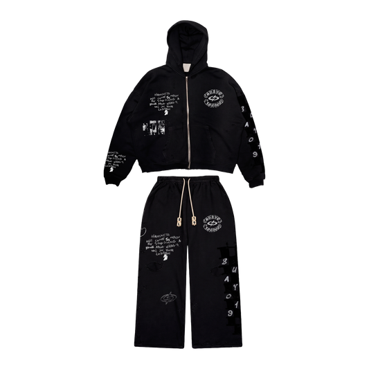 CHECKERBOARD HOODIE - BLACK