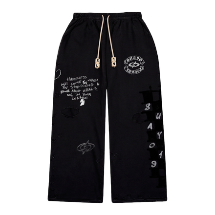 CHECKERBOARD SWEATPANTS - BLACK