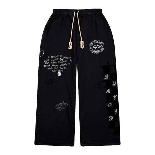 CHECKERBOARD SWEATPANTS - BLACK