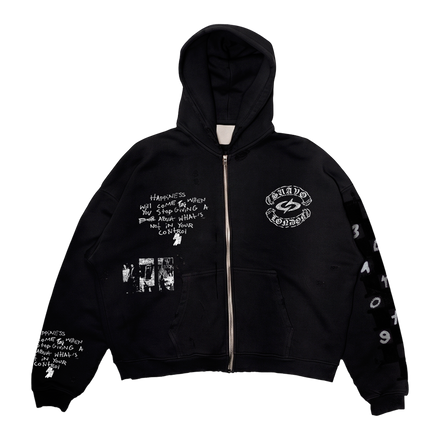 CHECKERBOARD HOODIE - BLACK