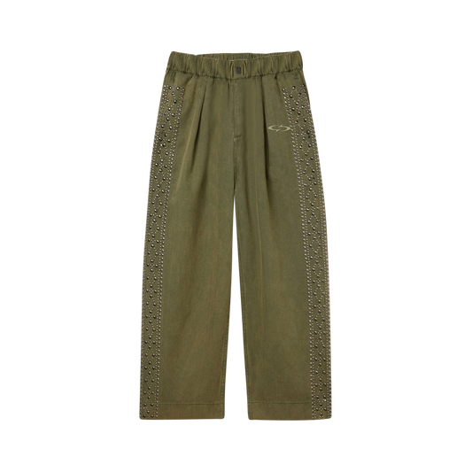 STUD PLEATED TROUSERS