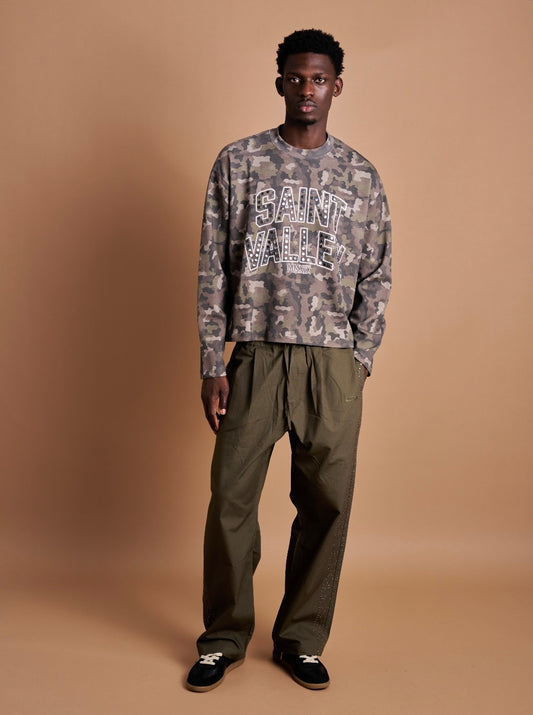 STUD PLEATED TROUSERS