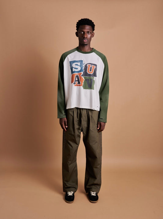 STUD PLEATED TROUSERS
