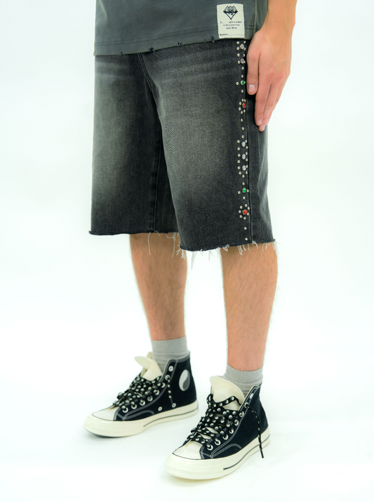 STUD DENIM JORTS