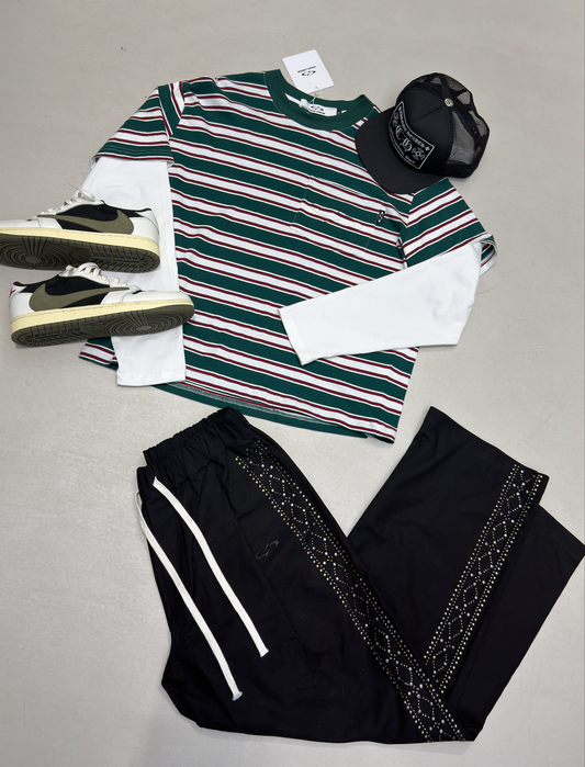 STRIPE POCKET LAYERED T-SHIRT