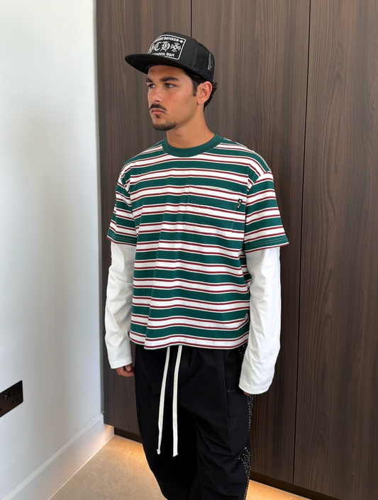 STRIPE POCKET LAYERED T-SHIRT