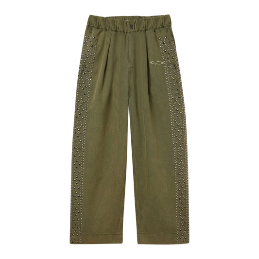 STUD PLEATED TROUSERS